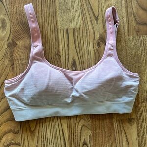 Pink Striped Adjustable Sports Bra S